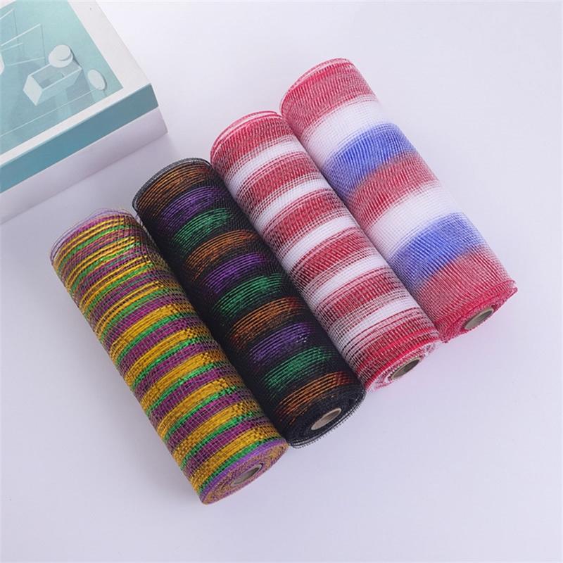 4 Rolls Durable Plastic Mesh Ribbon for Christmas Tree Decoration Perfect for DIY Projects and Festival Home Decors