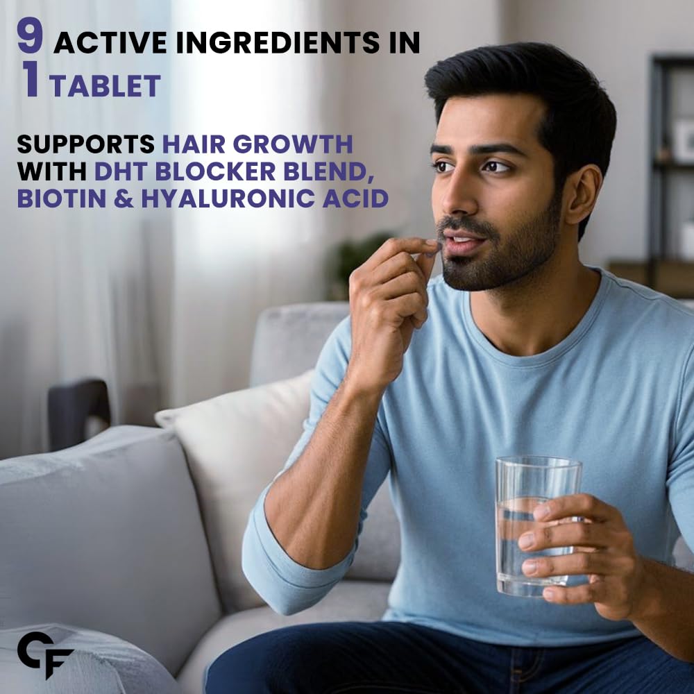 Carbamide Forte Biotin DHT Blocker 60 Tablets for Hair Growth Skin & Nail Support for Men & Women