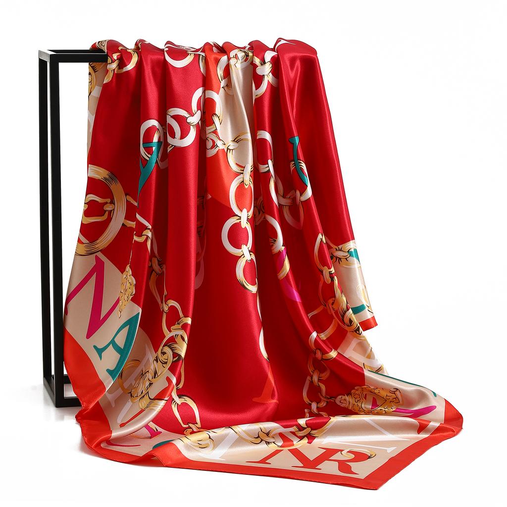 Silk Scarf Scarftop Headwraps For Women Vintage Four Seasons Hair Scarve 90*90Cm Hijab Foulard Iuxe Bandana Femme Headscarf