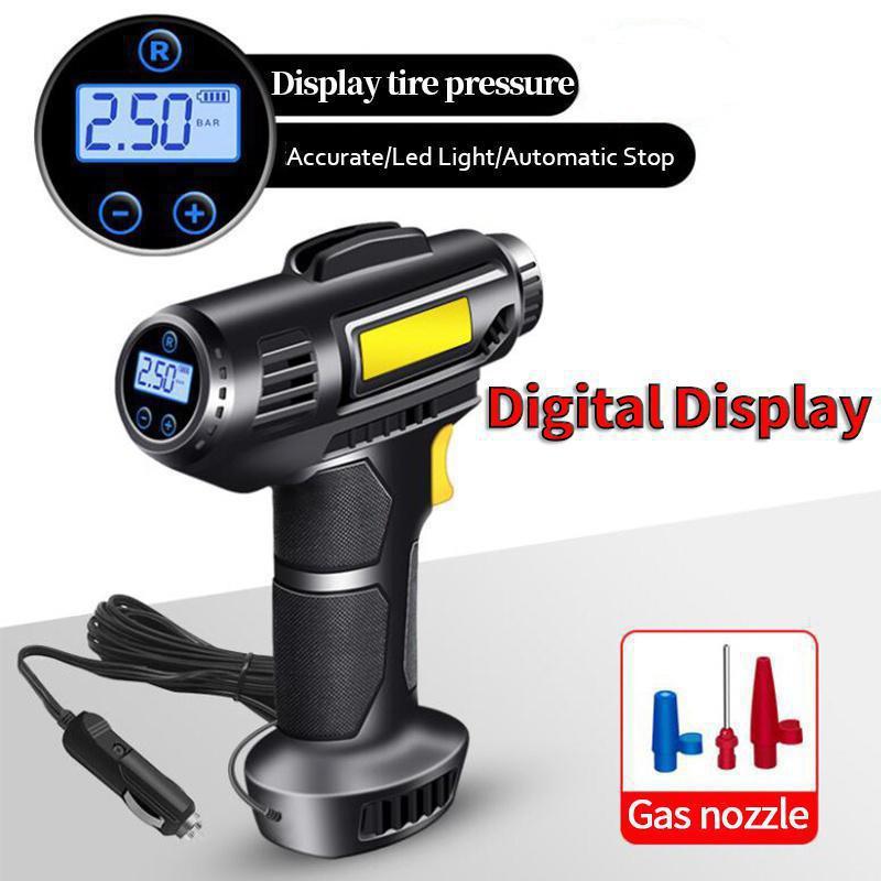 120W Car Air Pump Handheld Electric Car Tire Inflatable Pump Portable Rechargeable Air Compressor Digital Auto Tire Inflator Equipment