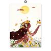 Sommerjente En liten lur Villblomst Jungelplanter Veggkunsttrykk Lerretsmaling Nordisk plakat Dekorbilder til stuen