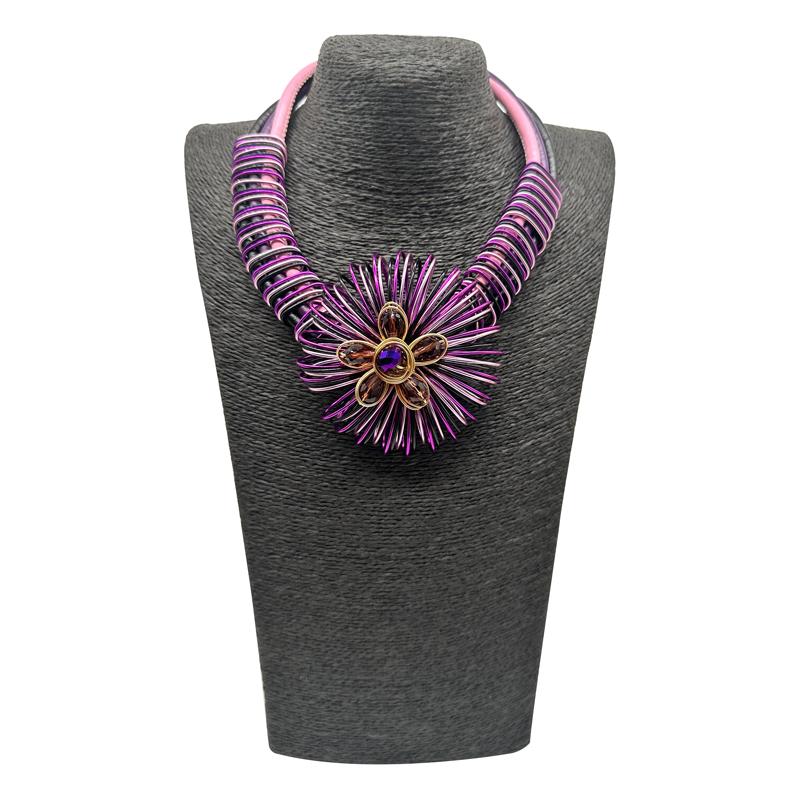 2024 New Aluminium Flower Colorful Jewelry Set for Women African Bridal Necklace Earrings Set Party Jewellery Gifts