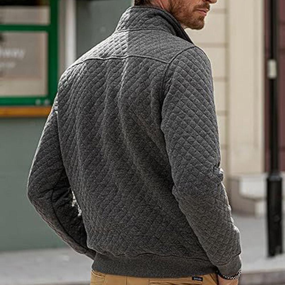 Herren Stehkragen Gitter Langarm Sweatshirt Vintage Kontrastfarbe Pullover