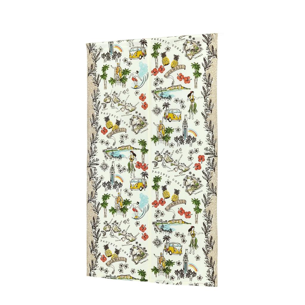 Tomo Corporation Noren Hawaii Room Curtain, Map, Brown, Long, Divider, 100% Cotton, 85x150cm, 15625-870-349