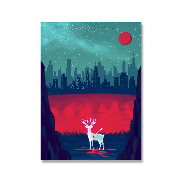 Future Animal Wailing Plakáty a grafiky Jelen Wolf Velryba Slon Obraz na plátně Abstraktní obrazy na zeď Obývací pokoj Domácí dekorace