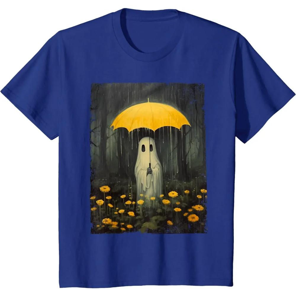 Rainy Ghost Halloween Lonely Ghost In The Forest Gothic T-Shirt Oversized T Shirt for Men Women Casual  Daily Four Seasons