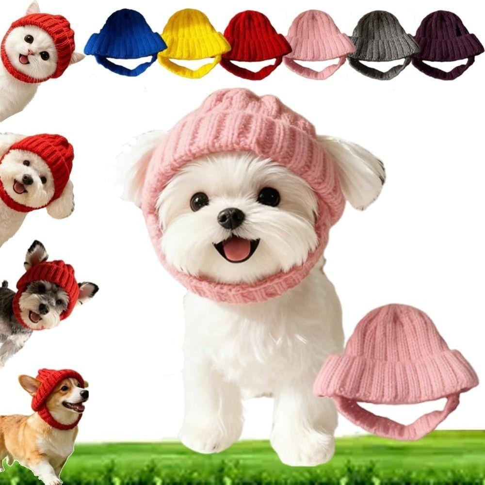 Cozy Soft Knit Pet Knitted Hat Playful Dog Design Pet Headwear Winter Dog Cap  Indoor Outdoor Use
