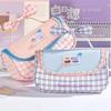 Gingham Print Stationery Bag Bow Handle Pencil Pouch Multi-Functional Pencil Case  Students