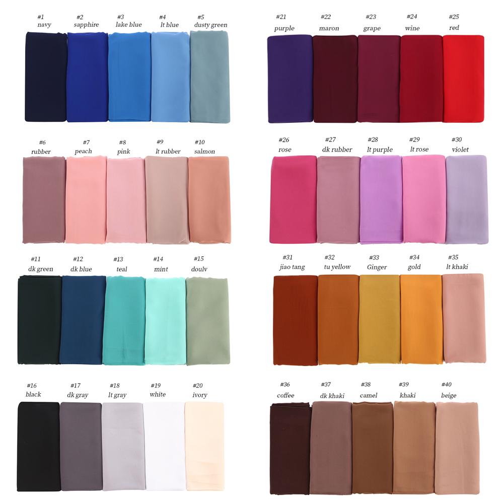 Solid Color Bubble Chiffon Muslim Hijab Wrap Shawl Scarf 70*175CM