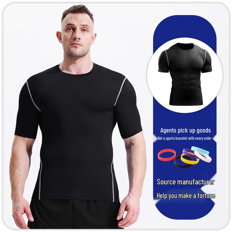 

Мужская спортивная футболка базового слоя с коротким рукавом облегающего кроя - Черный/Белый L чёрный