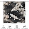 Luxurious Bath Curtains Decorative White Lotus Fish Printed Shower Curtain Waterproof Fabric Home Decoration Bathroom Accessorie