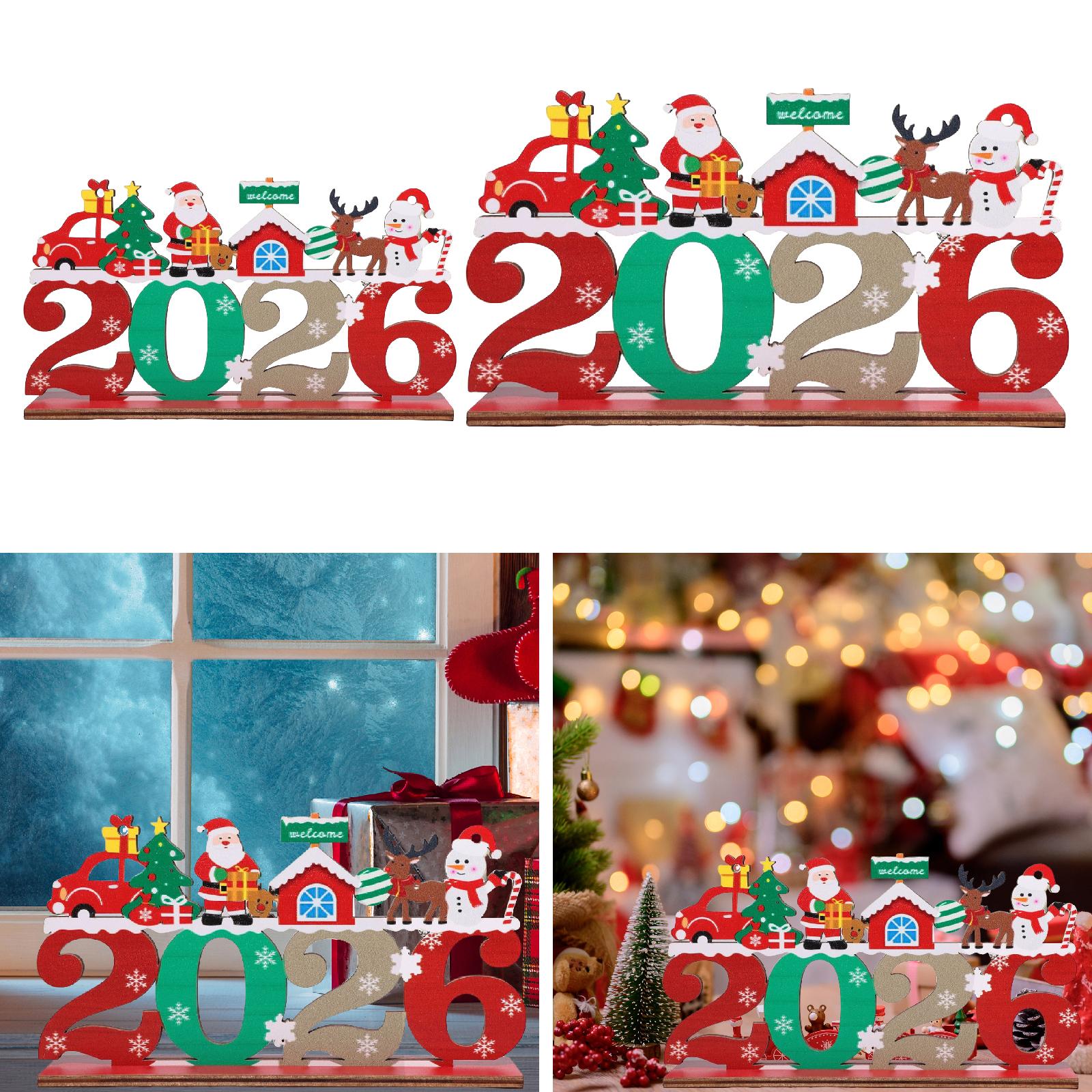 2026 Christmas Wooden Ornament Modern Attractive Accessories Tabletop Ornament Desktop Decoration for Shops Bookshelf Desktop 19.5cmx10.5cm