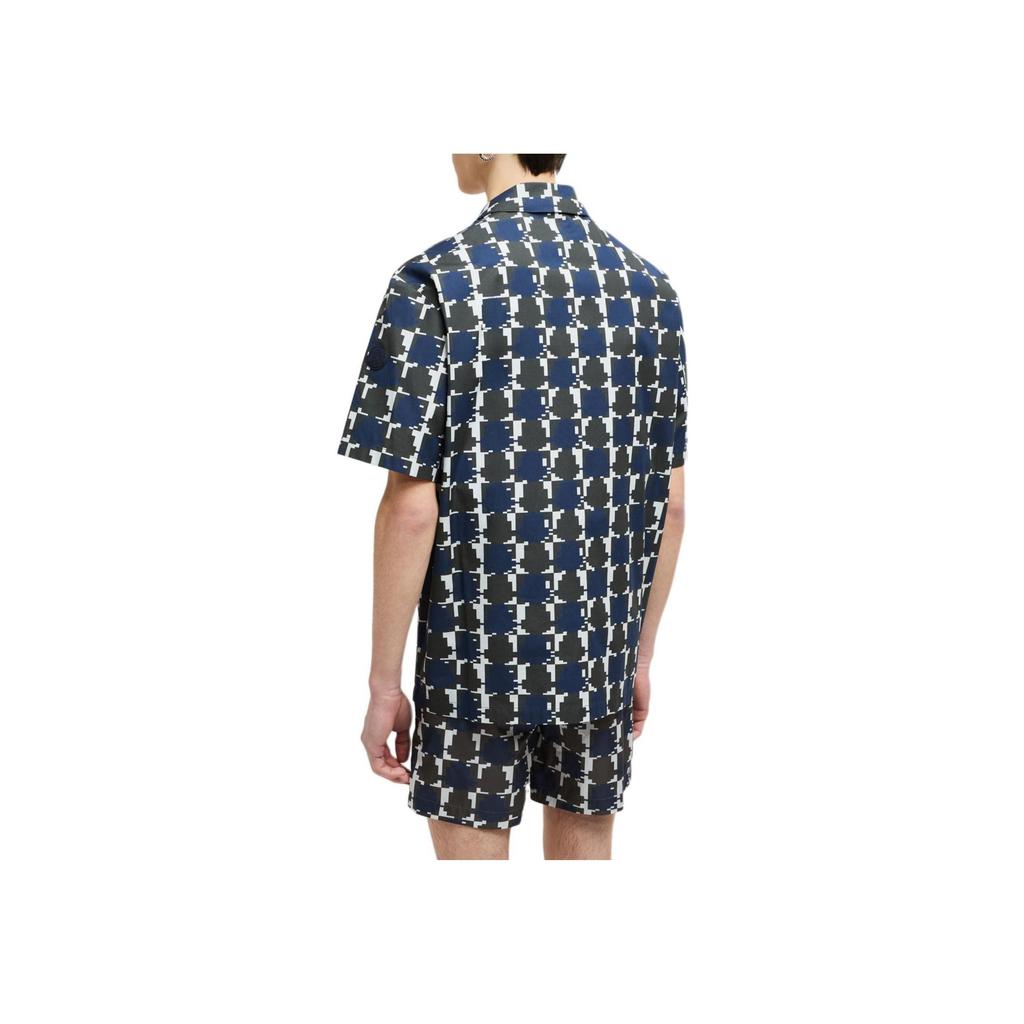 Moncler Pixel Check Effect Logo Printed Short Sleeve Shirt Men shirts Colorful J20912F00007597YJS90