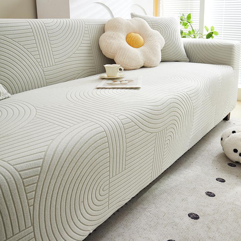 High Elastic Polar Fleece Jacquard Sofa Cover Solid All-Cover Anti-Scratch Couch Covers Stretch Sofa Protector for Four Seasons
