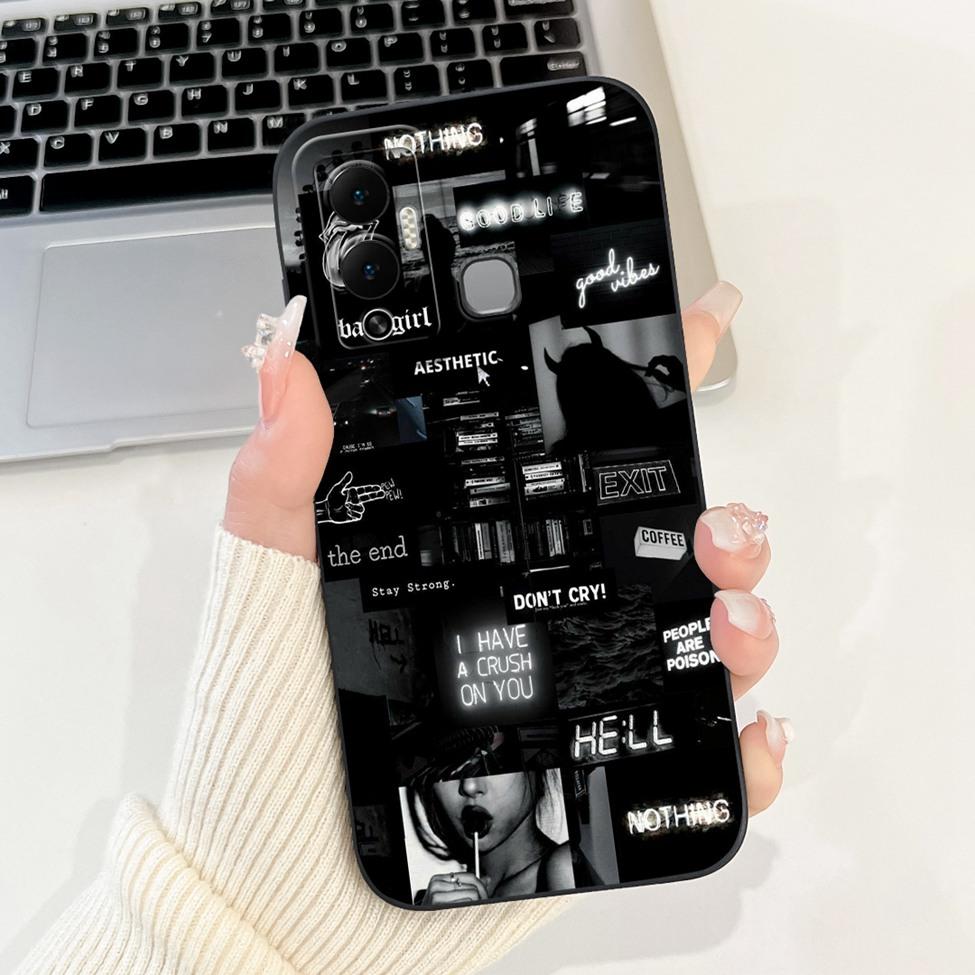 For Infinix Hot 12 Play Case Silicone Cute Fashion Butterfly Love Painted For Cover Inifnix Hot 12 Play Phone Case X6816 X6816C
