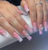 Ladies' Medium To Long Bow Wearing Nails, Cute Design, Daily Cute 24pcs