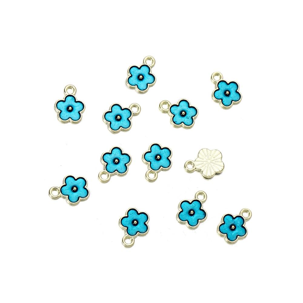 10pcs/bag Colorful Flower Heart Charms Pendants Enamel Metal Necklace Bracelet Charm For DIY Jewelry Making Supplies Accessories