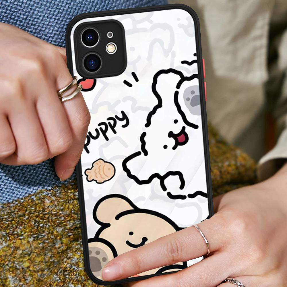 Maltese Cute Line Puppy Dog For IPhone 15 16 Pro Max 11 12 13 14 XS XR X Plus 16E Matte Translucent Phone Cover