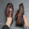 2025 High Quality Black Men's Loafers, Fashionable Tassels, Casual Patent Leather, Wedding Business Dress Shoes, Plus Size 46