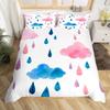 Rainbow King Queen Duvet Cover Colorful Rainbows Bedding Set Watercolor Floral Butterfly Comforter Cover Polyester Quilt Cover