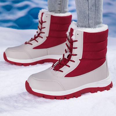 Schneestiefel Damen Neu Damen Stiefeletten Plateau Baumwollschuhe Frau Warmhalten Damen Lässig Plüsch Winterschuhe
