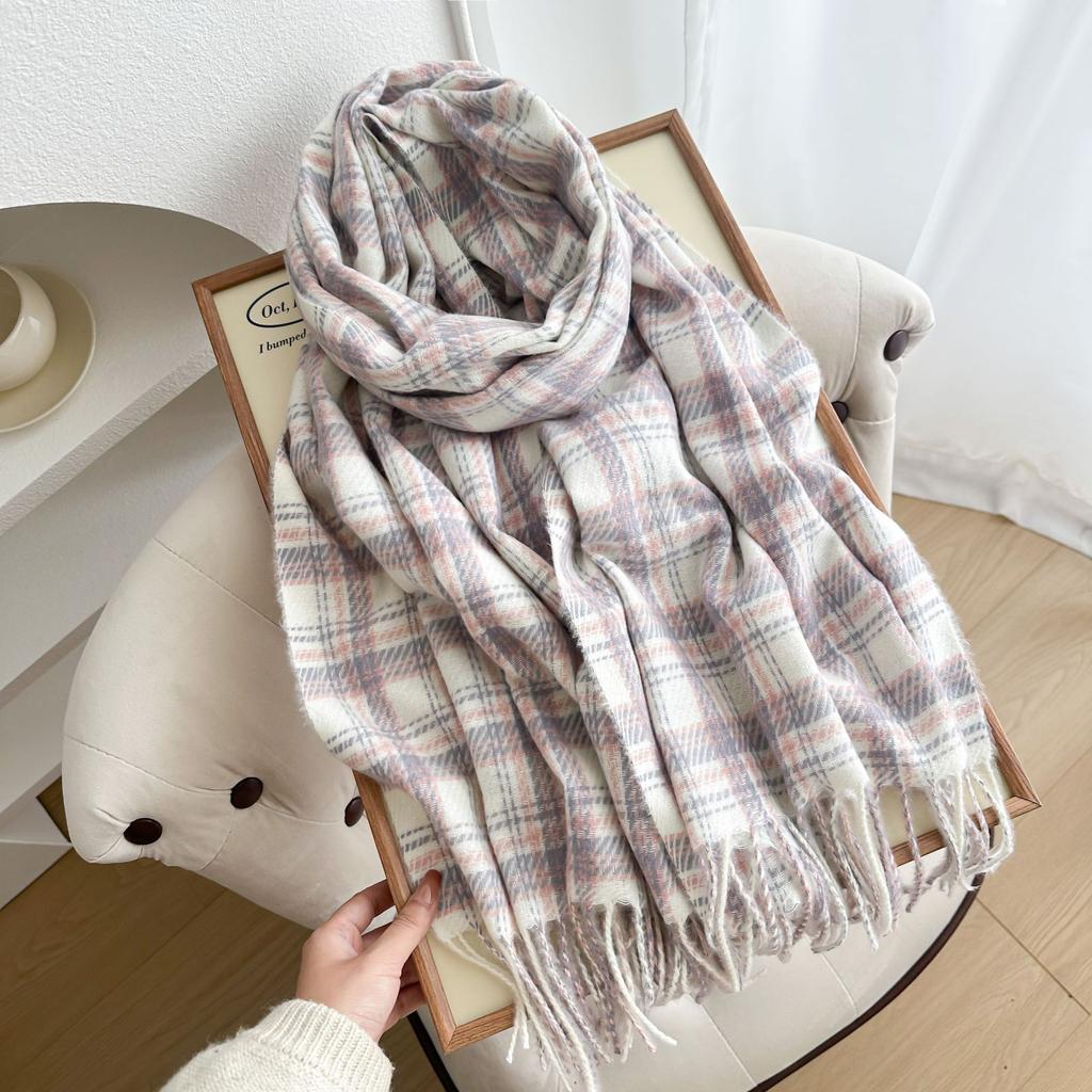 Autumn Winter Women Knitted Scarf Lady Men Sweet Preppy Casual Plaid Tassel Scarve Wrap Shawl Femme Male Unisex Fashion New
