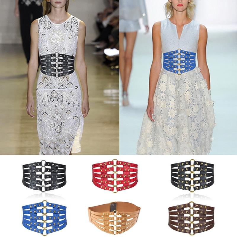 Sexy Fashion Retro Hollow Tangerine Ultra-wide Girdle Black Luxurious Woman Leather One Size Corset Women's Top Corset