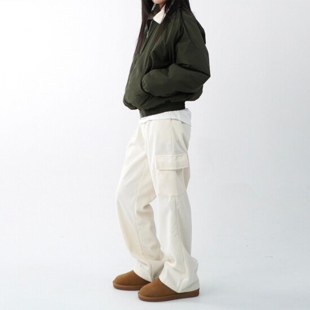 Onl Women Heavy Fleece Cargo Corduroy Wide Pants