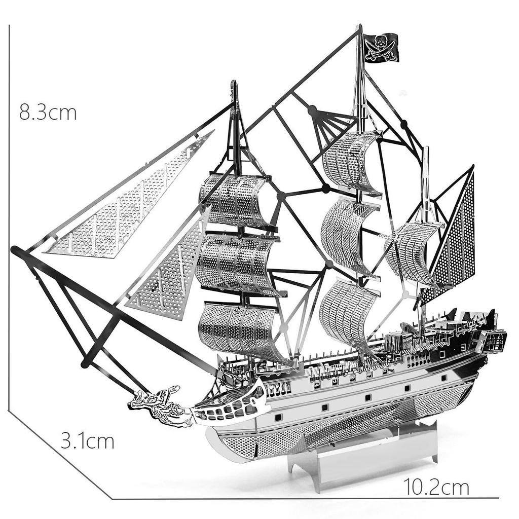 Black Pearl Pirate Ship 3D Metal Puzzle DIY Educational Toy, Ages 14+