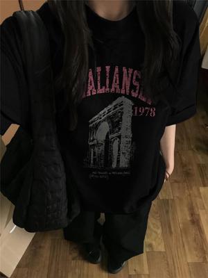 Women's Plus Size Oversized Cotton Streetwear Tee: Trendy Lazy Style for Chubby Girls & Couples
