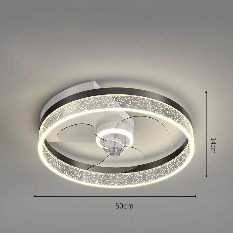 Nordic Bedroom Ceiling Fan Light Remote Control Invisible Blade Silent Ceiling Light Home Decoration Low Floor Fan with Light