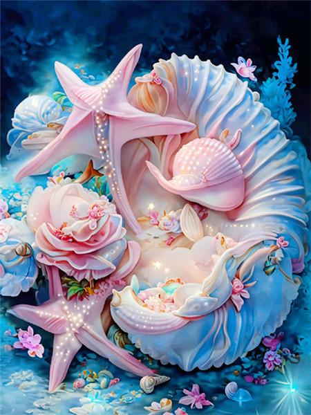 5D Diamond Embroidery Fantasy Shell Picture Rhinestones Painting Starfish Cross Stitch Mosaic Landscape Kit Child Gift
