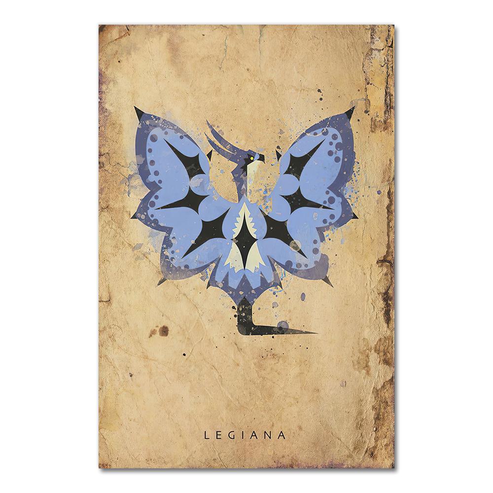 Monster Hunter Poster Hanging Painting Japanese-Style Game Animated Cafe Canvas Painting Wall Pictures for Living Room Art