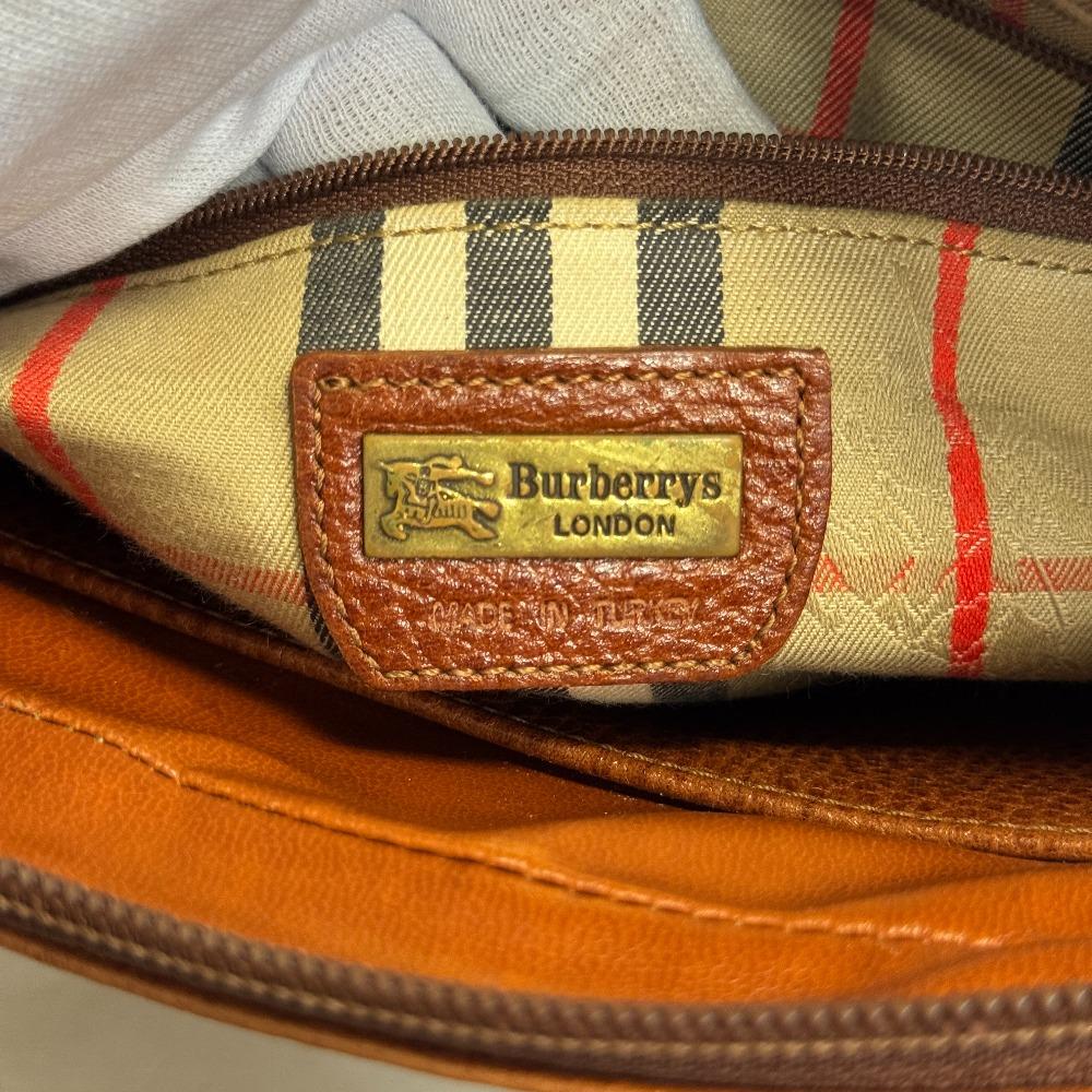 BURBERRY Clutch check leather business bag Brown leather mens Used