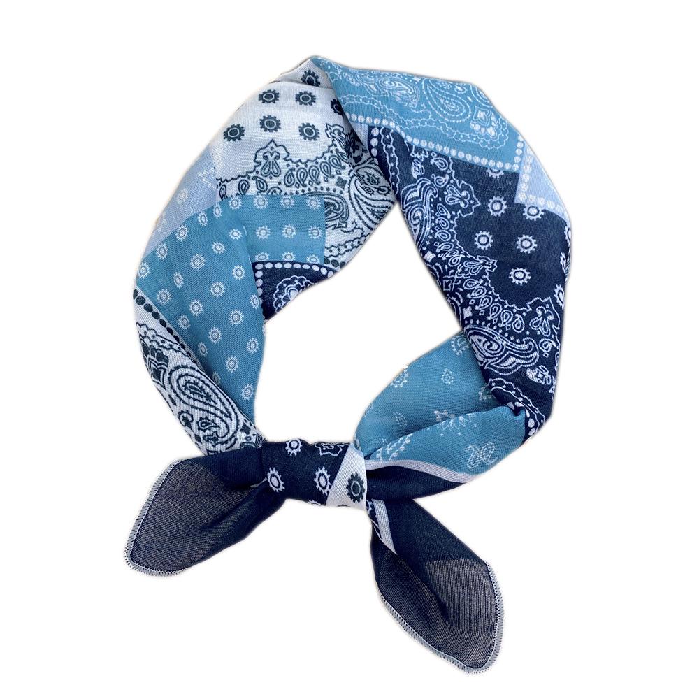58 Cashew Silk Small Square Scarf: Korean Style Cotton Linen Printed Headscarf and Hairband for Women, Ideal for Spring, Summer, and Autumn.