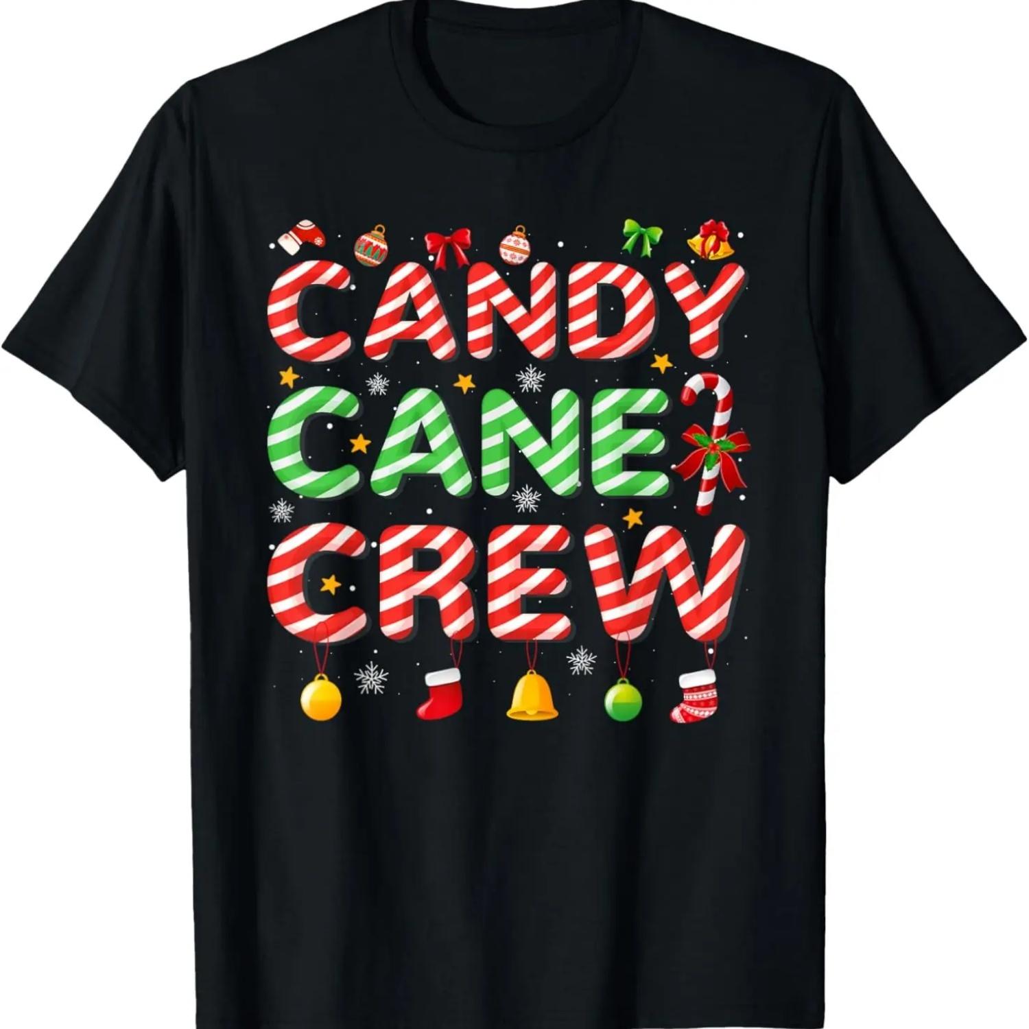 Candy Cane Crew Christmas Candy Cane Lover Family Pajama T-Shirt S чёрный