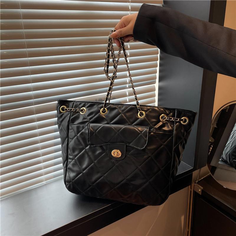 Summer New Women's Diamond One-shoulder Messenger Bag Chain Large-capacity Removable Commuter Tote Bag
