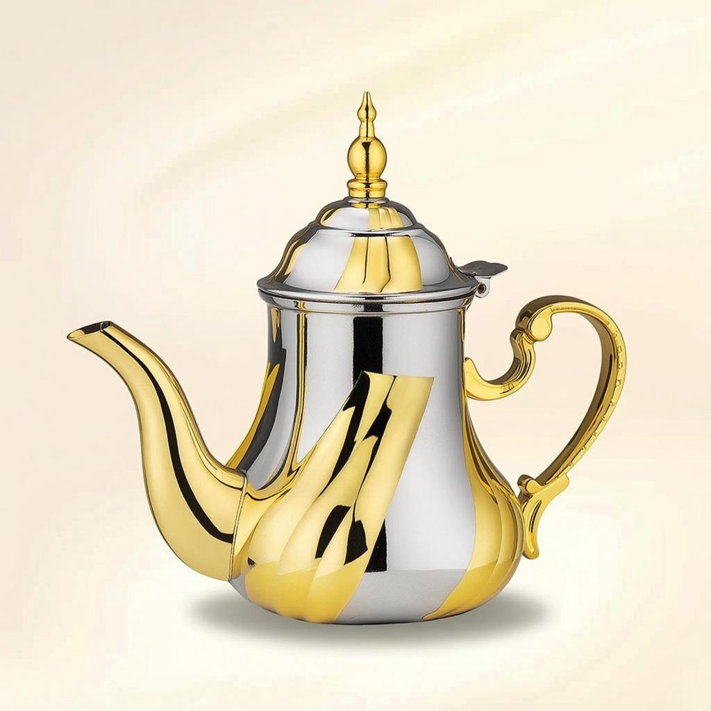 Gold and Silver Dallah Coffee Pot Sturdy Arabic Portable Easy