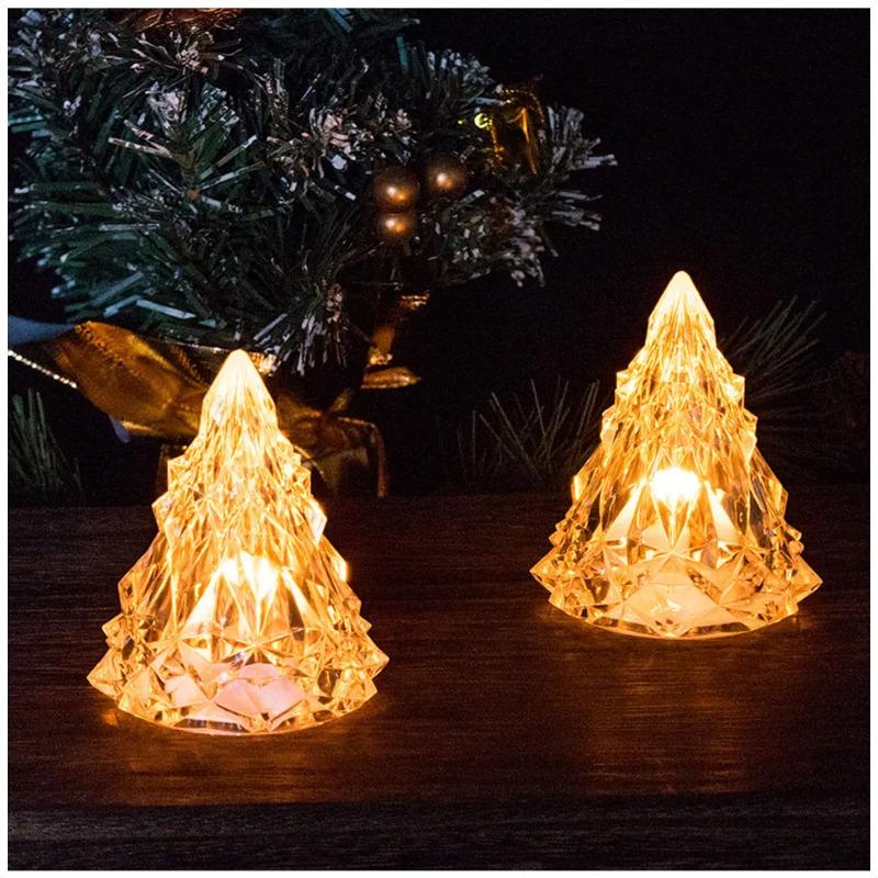 Flammenloses LED Elektronisches Kerzenlicht Weihnachtsbaumform LED Kerze Eve Kristalllicht Atmosphärenlicht Hochzeitsfeier Dekoration