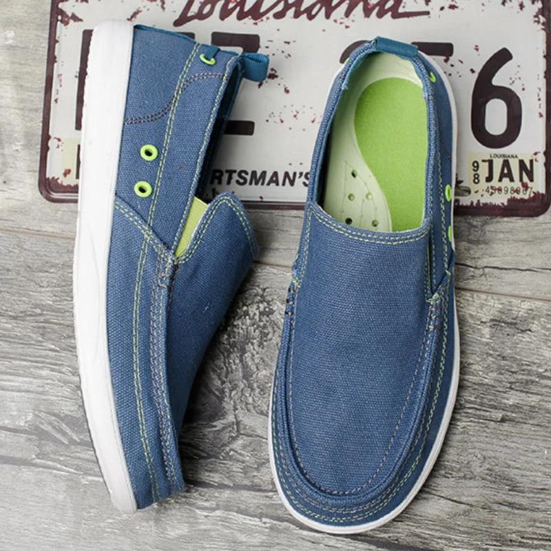 New Men Canvas Fashion Men's Casual Shoes Light Non-slip Loafer Flat Driving Shoes Outdoor Sneakers Vulcanized Shoes