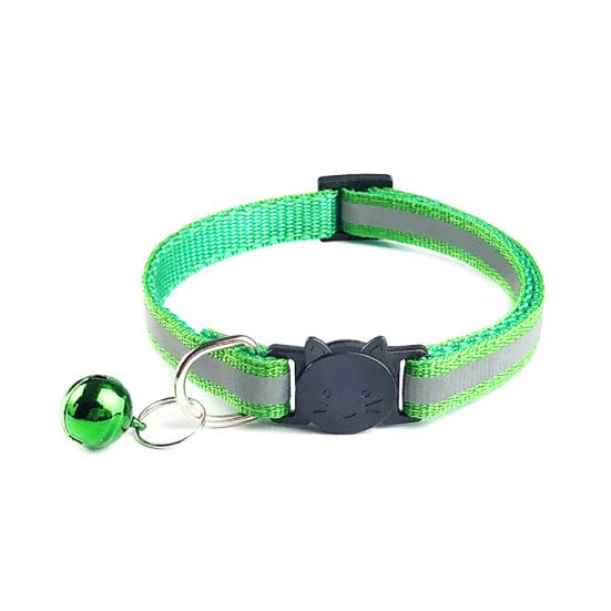 Pets Dog Bell Night Safety Reflective Collar Cat Head Buckle Necklace Neck Strap