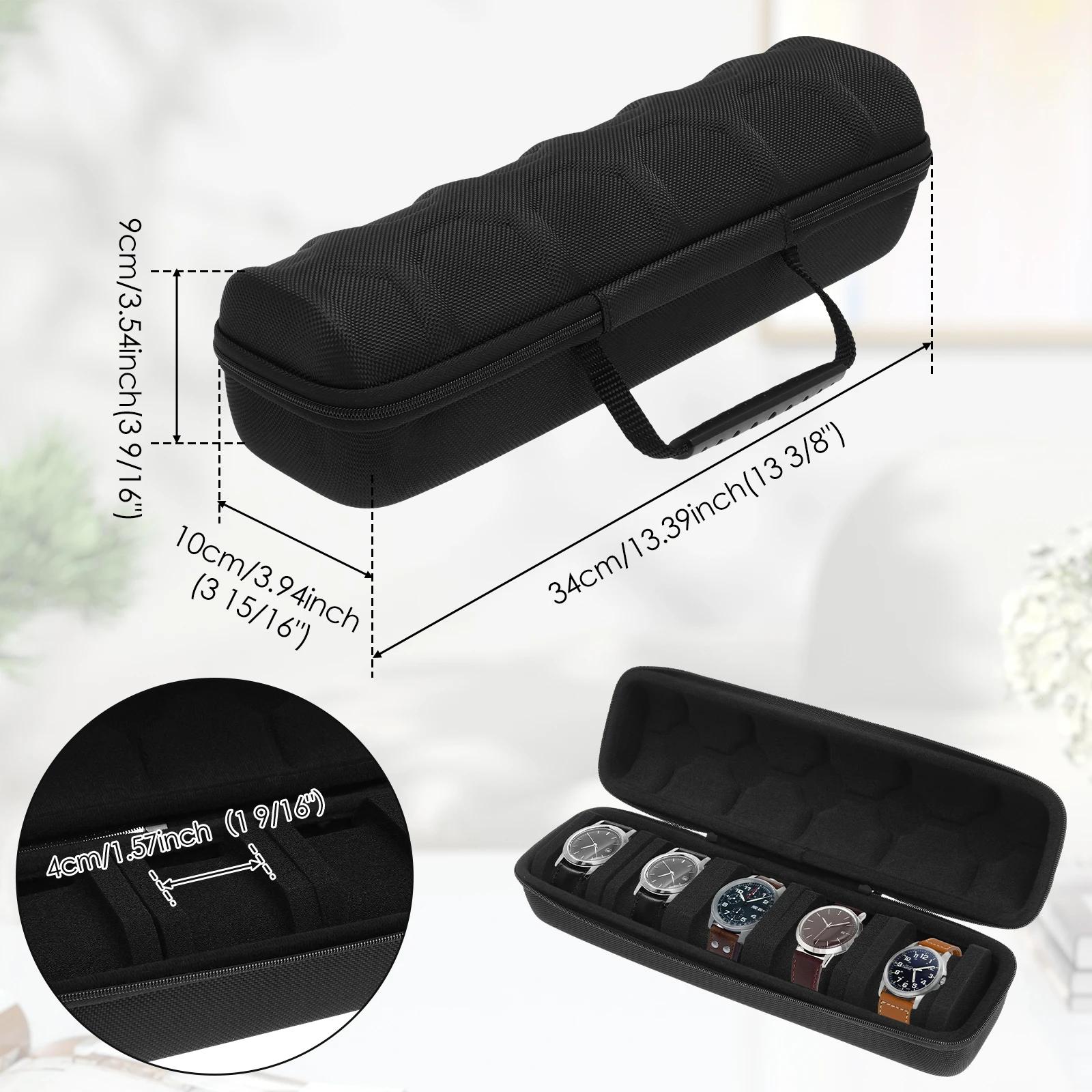 

5-Slot Watch Case Universal Watch Carrying Case with Zipper Portable Watch Storage Travel and Display Case for Men and Women