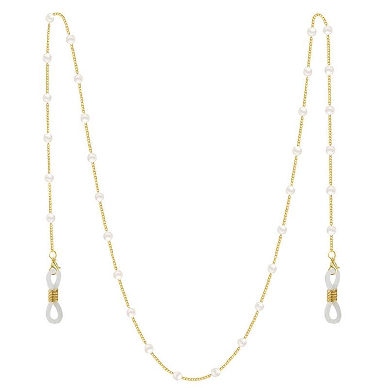 Thin Imitation Pearl Sunglasses Chain Straps Lanyards Gold Color Beads Chain Splicing Style Chain Glasses Hanging Rope Holder Cord Lanyard