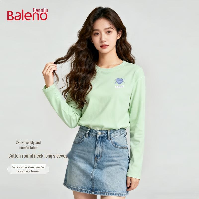 Baleno Women's Relaxed Fit Cotton Long Sleeve T-Shirt