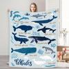Flannel Blanket, Whale and Dolphin,Printed | Multi-functional Gift for All Seasons for Sofa, Bed, Office and Travel for Family