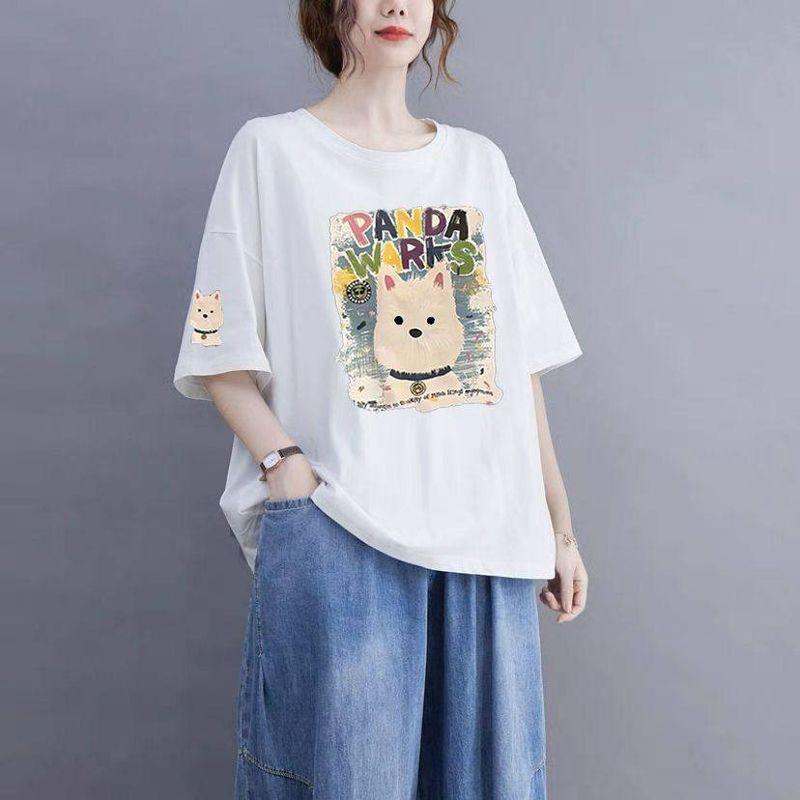 

2026 Korean Version Ins Trend 150kg Summer New Plus-Size Short-Sleeve Women s Pure Cotton Loose T-Shirt Slimming Top White XL