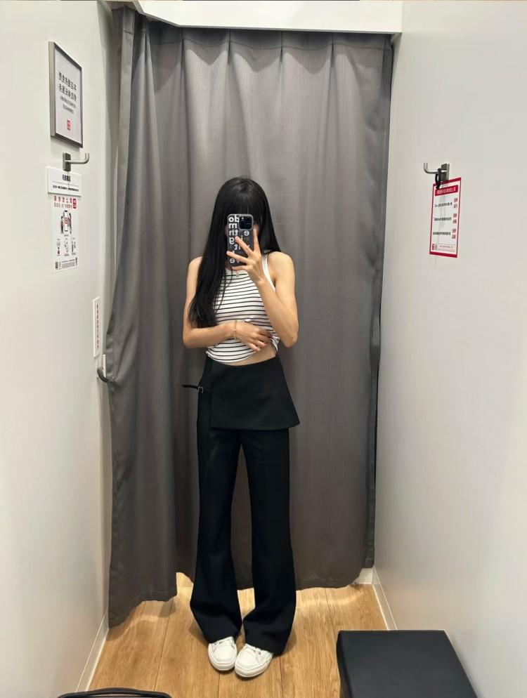 Spring Summer Women's Irregular Micro-Flare Wide-Leg Low-Waist Casual Pants
