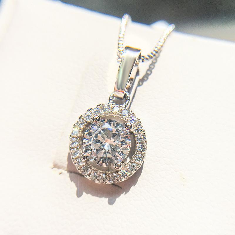 Klassische runde Diamant-Set-Halskette Europäische und amerikanische Mode Zirkon-Anhänger-Halskette für Damen