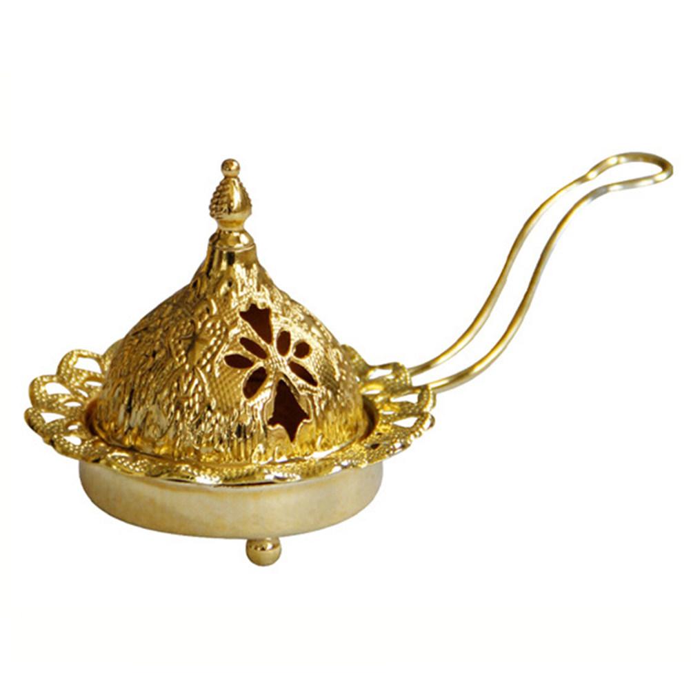 Luxury Golden Arabic Style Holder Incense Burner Multi Use Desktop Decor for Study Sauna Yoga Room Wedding Candlelight