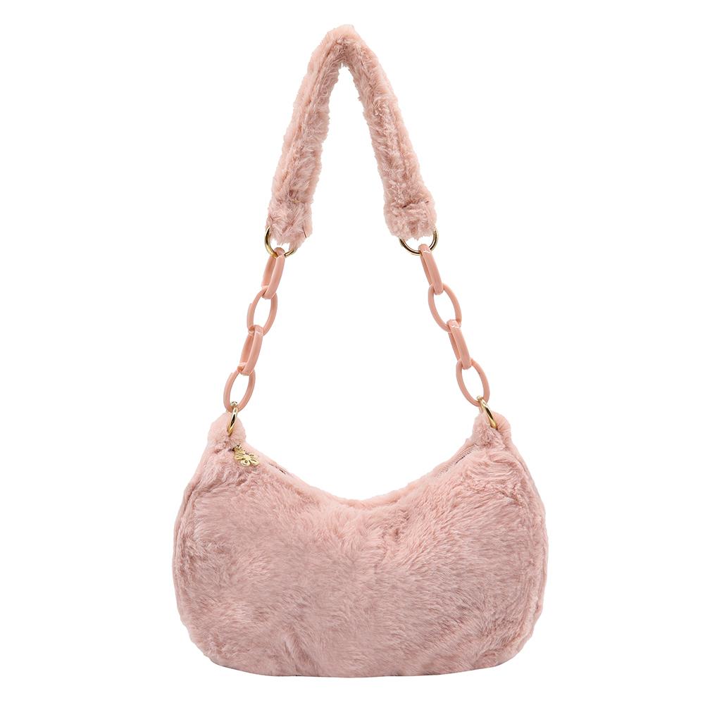 Elegant Autumn Winter Shoulder Bags Small Armpit Bags Women Plush Acrylic Chain Underarm Pouch Designer Luxury Casual Handbags